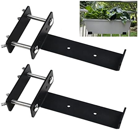 ZenSen Deck Railing Planter Box Brackets, Deck and Fence Rail Universal Planter Box Outdoor Hanging Brackets, Window Box Brackets, Fence Flower Box Brackets, Heavy Duty Iron (6Inch), Black, YS21TL-6in