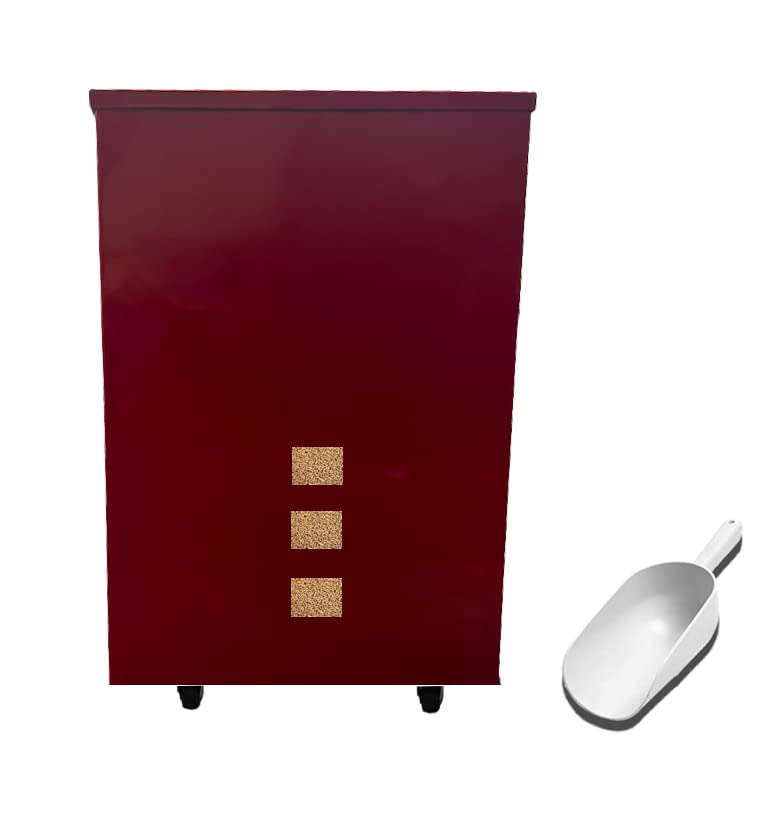 Flo.mar Réservoir à Pellets Granulés d’Intérieur avec Roulettes – Bac à Pellets Granulés en Métal Blanc Peint au Four – Design Moderne et Pratique