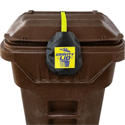 Keyfit Tools Gravity Lid Garbage Can Weighted Lid Lock ~Automatic Open ~Works On Closed &amp; Over Filled Trash Bins Auto Opens During Automator Garbage Truck Collection ~Keeps Animals Out
