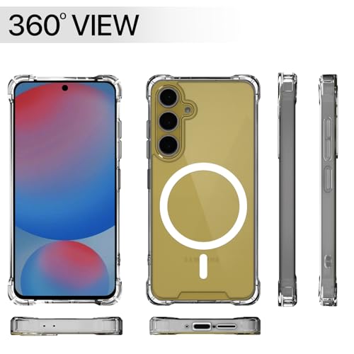 Image of Amazon Basics Back Cover for Samsung Galaxy S25 FE 5G Mag-Safe Shockproof PC + TPU Protective Case Magnetic Support Bumper Case (Transparent Mag-Safe)