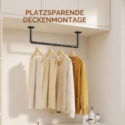 Bamworld kleiderstange wandmontage 1-Pack, 91.9cm, Kleiderstange Wand Industrial, Metall garderobenstange wandmontage… – Ansicht 3