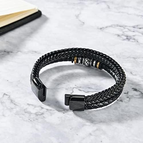 XKNTETU To My Son Braided Leather Bracelet inchI Will Always Be With Youinch Men Double Row Magnetic Closure Personalized Bracelets Gift for Son with Lovely Message
