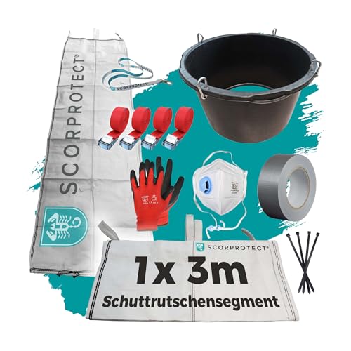 Scorprotect® Schuttrutsche Bauschuttrutsche 3 m flexibel mit Einfülltrichter und Zubehör