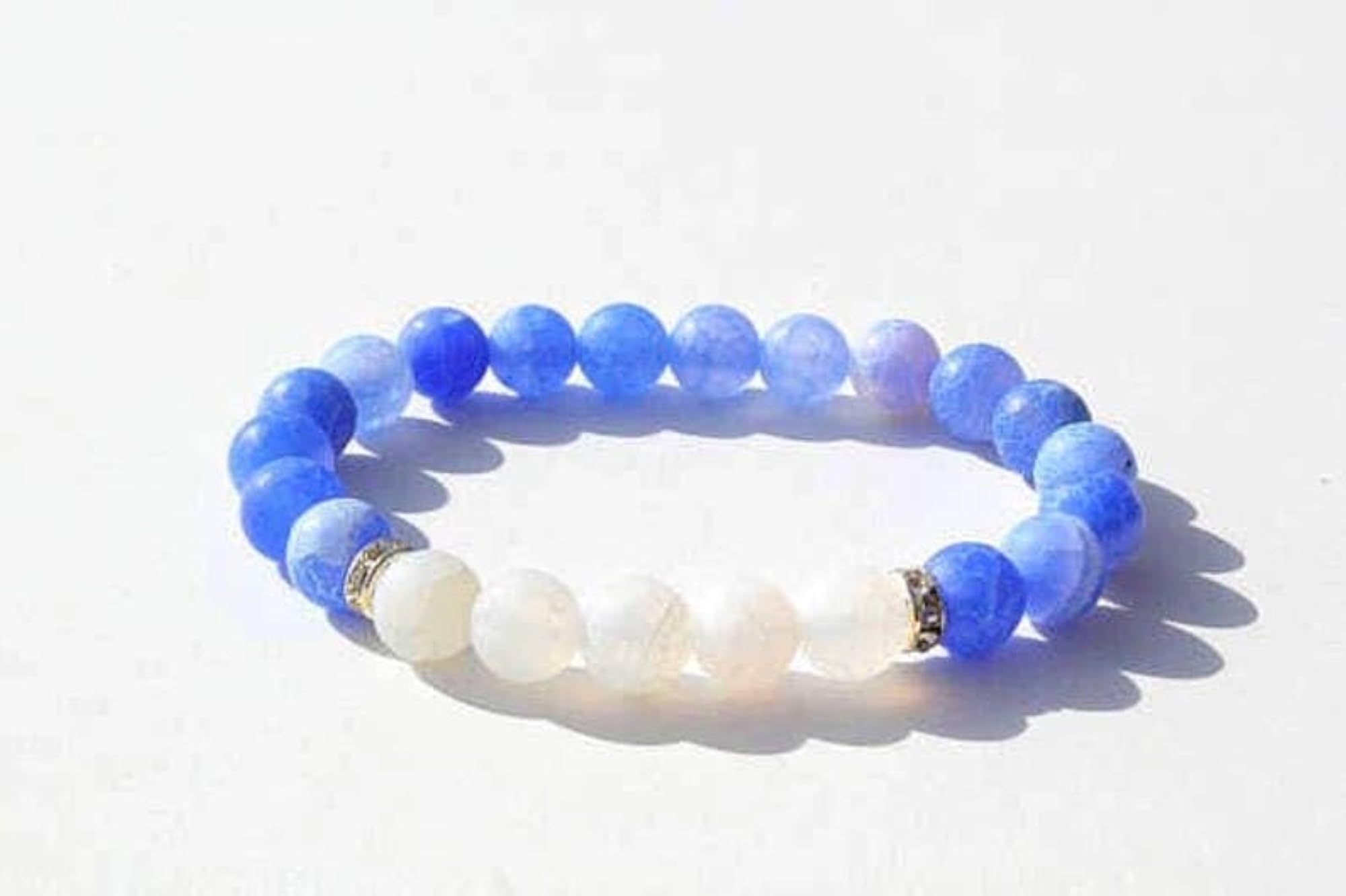 Natural Matte Crackle Blue & White Agate 8mm Bead Stretchable Bracelet, Unisex
