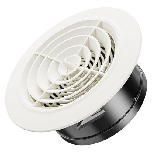 Hon&Guan 150mm Rund Lüftungsgitter Verstellbarer Luftstromauslass mit Insektenschutz Fliegengitter, ABS Abluftgitter Runde, Ventilation Grille für...