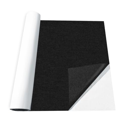 Marine Carpet for Boats 2.9 Ft X 7.8 Ft Boat Carpet Waterproof with Self-Adhesive Backing Non-Slide Indoor Outdoor Marine Carpet Roll for Home Patio Porch Deck Passageway Black