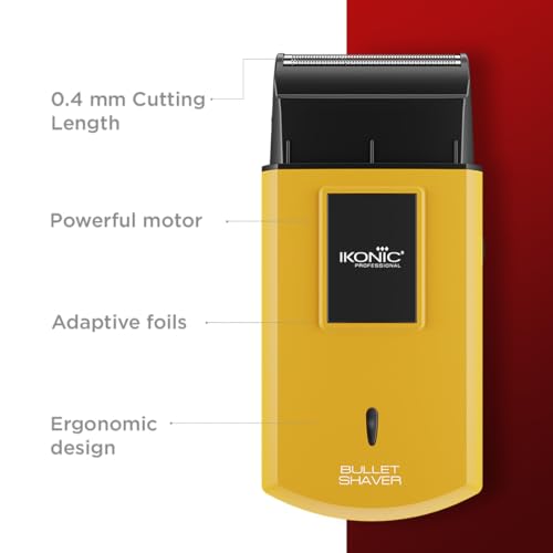 Image of Ikonic Professional Electric Shaver, Ultra Thin, Cordless, Rechargeable Men's Travel Razor for Face Care, Beard for Salon Professionals, Barbers and Salon-Like Shave at Home - Yellow