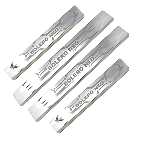 Image of GFX Car Door Sill Guard - Stainless Steel, Protects Painted Edges from Scuffs or Scratches Compatible with Bolero Neo Set of 4Pcs (After-Market) Model - 2021 Onwards