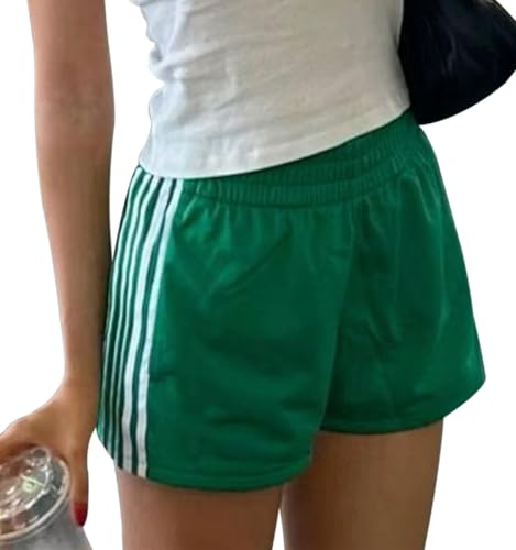 NUFIWI Women Striped Athletic Shorts Elastic Waist Wide Leg Track Shorts Casual Loose Workout Running Sweat Shorts