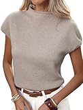 ZAFUL Women's Mock Neck Sweater Vest Cap Sleeve Casual Knit Pullover Tank Outfits Tops(0-Apricot,S)