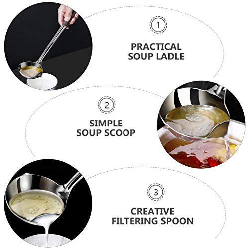 Yardwe 2PCS 304 Concha De Sopa De Aço Inoxidável Colheres Colheres de Separadores de Óleo Filtro de