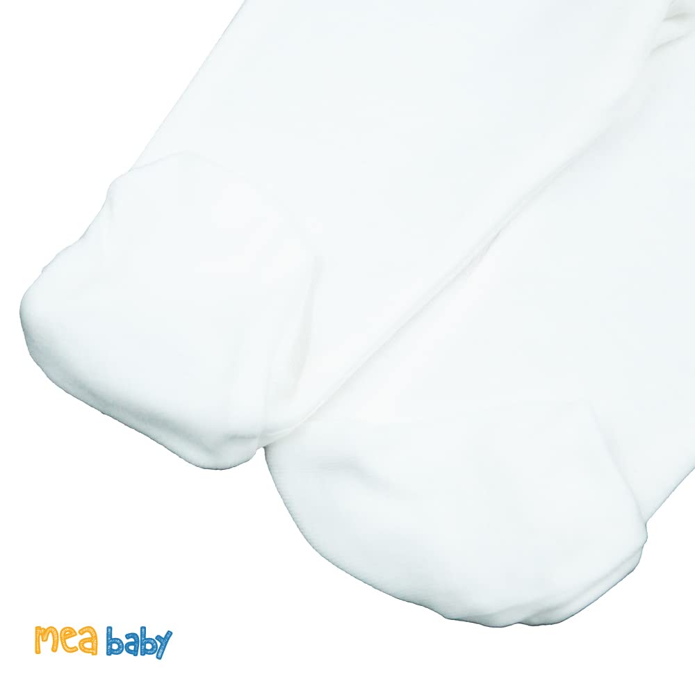 MEA BABY śpioszki niemowlęce unisex wykonane ze 100% bawełny organicznej, pakowane po 2 sztuki. Białe (kremowe) piżamy, chłopięce piżamy, dziewczęce piżamy (68)