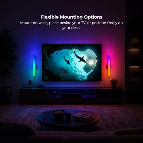Image of Apex Bar Light Lite RGBIC+W+CCT Smart LED Bar Lights with Warm White,App Control, Music Sync, Dynamic Scene Modes, Gaming Lights for TV, PC Monitor, Desk, Bedroom, Living Room (2 Pack)