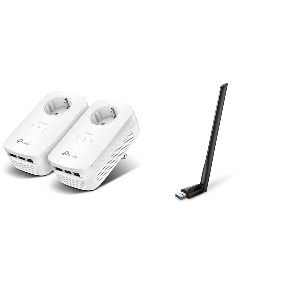 TP-Link Powerline Adapter Set TL-PA8030P KIT(1300Mbit/s & Archer T3U Plus AC1300 High Gain USB WLAN Stick Adapter mit Antennen(bis zu 867 Mbit/s 5GHz