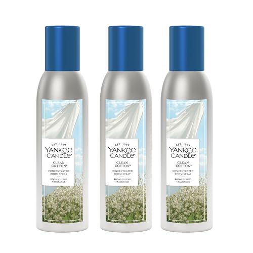 Yankee Candle Concentrated Room Spray Air Freshener Instant Home Fragrance Odor Eliminating Spray Clean Cotton (Pack of 3)