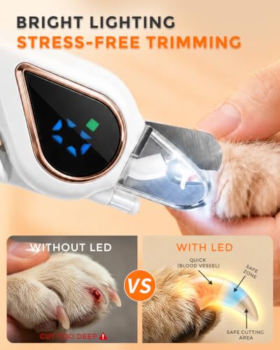 2-in-1 Dog Nail Clippers & Cat Grinder with Dual LED Lights (White) - Image 3