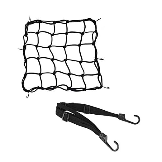 1 Pcs Elástica Moto Red de Equipaje (40 * 40cm,Negro) +1 Pcs Correa de Casco Cuerda Moto Motocicleta Bicicleta (60cm,Negro)