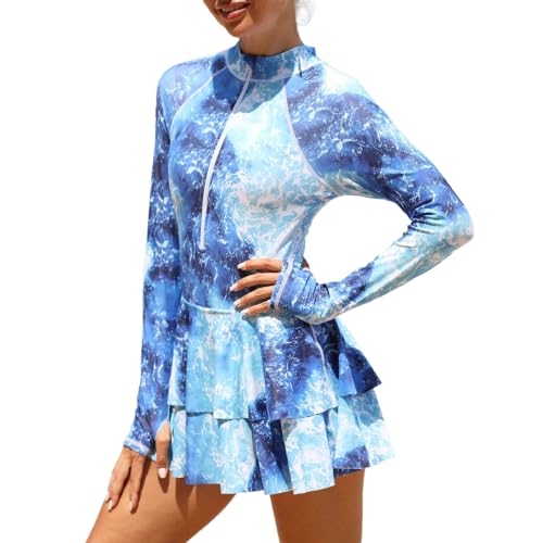 Traje de baño de manga larga rash guard de surf natación atletismo con cremallera