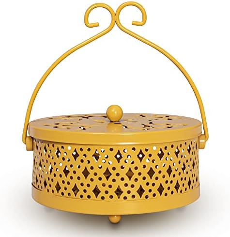 MyLifeUNIT Mosquito Coil Holder, Retro Portable Mosquito Incense Burner for Home and Camping (Yellow)