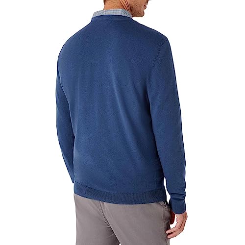 Blusão Básico Masculino Em Tricô E Gola V Azul XG