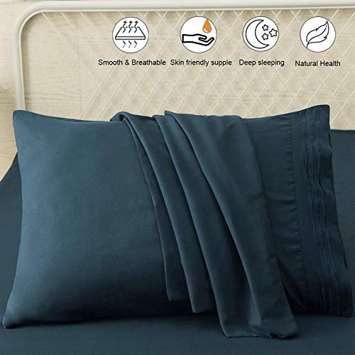 SONORO KATE Luxury Pillowcase Set Brushed Microfiber 1800 Bedding - Wrinkle, (Navy Blue, 2 Pillowcases Standard) by SONORO KATE - Image 2