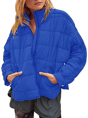 Muchpow Women's Lightweight Down Coat Long Sleeve Full Zipper Oversized Packable Short Puffer Jackets
