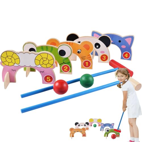 Jeu de croquet d'animaux pour enfants de plein air au jardin