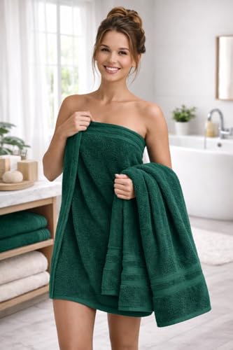 Image of Towels for Bath | Towels for Bath Large Size Bath Towel - Soft & Absorbent | 600 GSM | 1 Piece Bath Towel for Men /Women | 70 cms x 140 cms - Bottle Green