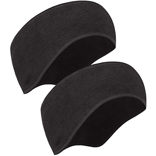 2 Pack Ear Warmers Winter Earmuffs Fleece Headband for Men Women-Cold Weather Ear Muffs Workout Running Earmuffs,Black & Black