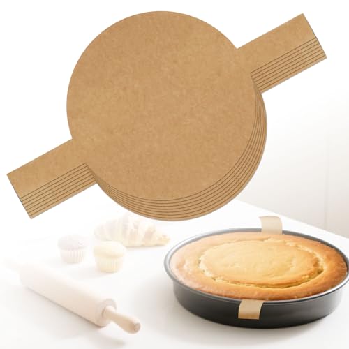 100pcs Precut Circle Cake Pan Liners, 8in Parchment Paper for Baking Round Non-Stick Loaf Pan Tortilla Press Liners Ideal Sheets with Lift Tabs for Baking Toast Bread Banana Cookies (Brown)
