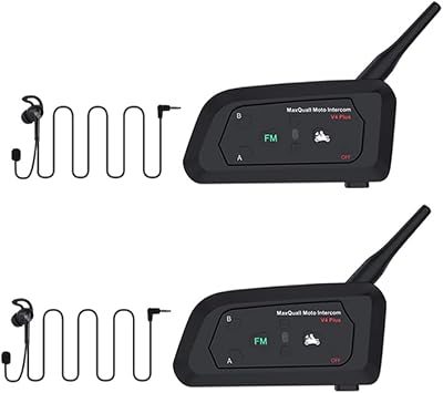 Referee Headset Communication System 2 Person Football Wireless Bluetooth Built-in Pairing Memory-Latest Chip-Newly Designed Earpiece(2V4(L Earphone))