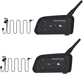 Referee Headset Communication System 2 Person Football Wireless Bluetooth Built-in Pairing Memory-Latest Chip-Newly Designed Earpiece(2V4(L Earphone))