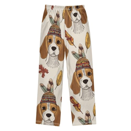 ZZXXB Beagle with Feathers Boys Long Pants Soft Trousers Elastic Waist Kids Lounge Bottoms with Pockets S-XL2