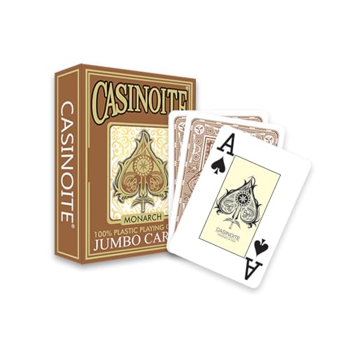 Image of casinoite Adult Monarch 100% Plastic Poker Playing Card Game- Brown