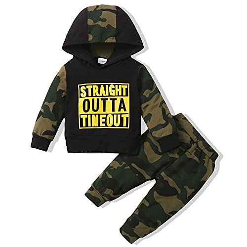 Toddler Boy Outfits 2T-3T Fall Cotton Little boy Clothes Set Long Sleeve Hooded Sweatsuit Camo Pants 2T Baby Boy Winter Clothes 3T Boy Clothes