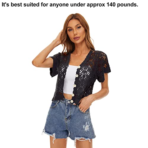 Image of Women Cardigan Hollow Out Floral Cardigans White Crochet Shrugs