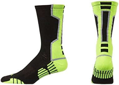 CSI I-Formation Athletic Crew Socks USA made Large Black/Neon Yellow