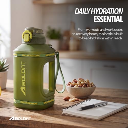 Image of Boldfit 1.5 Litre Plastic Gallon Water Bottle for Gym, Office & Travel Leakproof Reusable Water Jug with Handle BPA Free Large Capacity Drinking Bottle for Men & Women