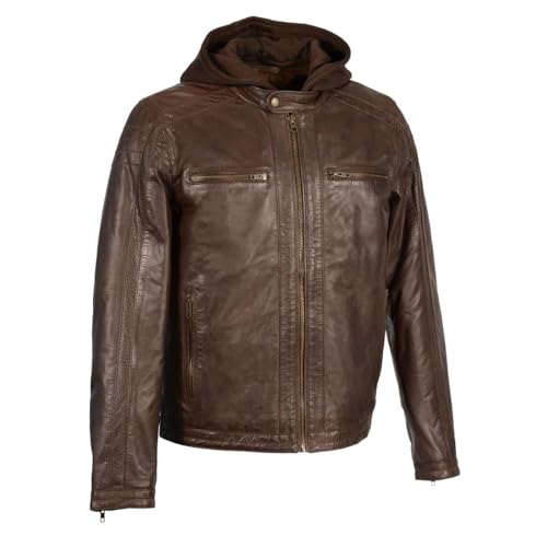 Milwaukee Leather Men's Anthracite Fashion Casual Leather Jacket w/Removable Hoodie SFM1845