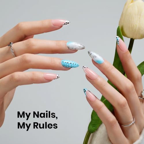 Image of Beetles Gel Nail Tips Almond Shape Medium Curve-EX, 640pcs 16 Sizes, Etch-X Half Matte Full Cover Soft Acrylic False Nail Tips Easy DIY Press on Nail Extension Art Salon for Curved & Natural Nail Beds