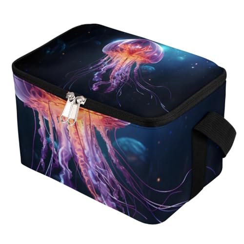 GzLeyigou Lunch Bags for Women Men 9 Cans,Jellyfish Hot & Cold Food Delivery Bag Insulated Grocery Bag Insulated Lunch Box Ocean Cooler Bag for Office Work Picnic Beach