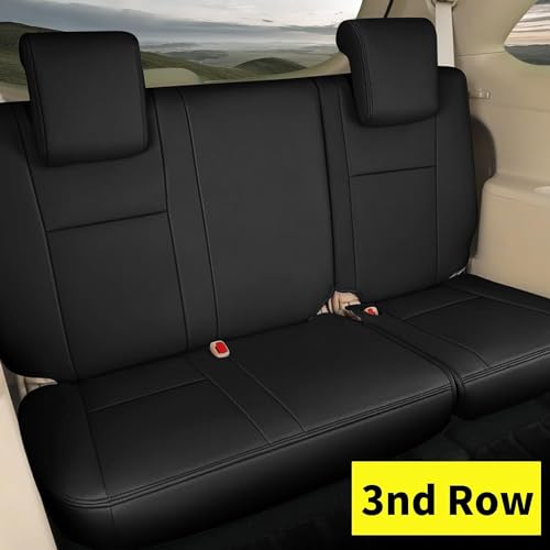 AOMSAZTO Custom Fit Seat Covers for Toyota Highlander 2014 2015 2016 2017 2018 2019-Three-Row 8 Seats,Second Row 40/60 Split,Faux Leather-Black
