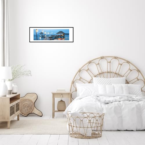 Image of JCJMY 12x36 Picture Frame with 10x30 Mat, Display Photo 10x30 with Mat or 12 x 36 Without Mat, Wall Hanging Large 12 by 36 Poster Frame with Plexiglass, Black
