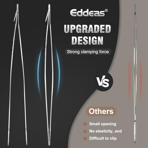 Image of Eddeas Kitchen Tweezers Tongs, Cooking Tweezers Stainless Steel - 3 Size 12'' 10'' & 8 inch Ideal for Meat, pasta, plating and pinching delicate small pieces of food, Set of 3 (Pack of 2)