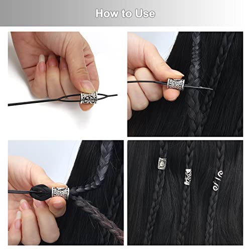 Viking Beard Beads, Coolrunner 80Pcs Viking Hair Beads Kit For Men Women Metal Viking Norse Runes Beads Beard Rings Viking Beads Perfect For Jewelry Making Hair Beard Decoration #TOP4