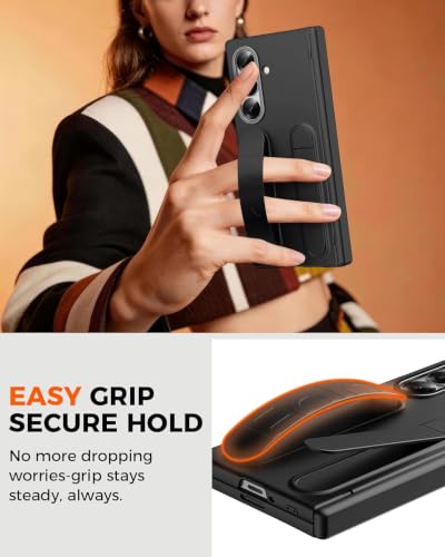 Image of Hybird Shockproof Back Cover Case for Samsung Galaxy Z Fold 8 Ultra Case with Wrist Strap, Screen Protector, Stand & Hinge Z Fold 8 Ultra 5G Cover