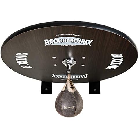 Premium Speedball Plattform Set inkl. Drehkugellagerung schwarz und Rindsleder Boxbirne med. braun/Boxapparat für die Wandmontage BCA-40 Cover