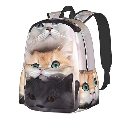 Sac à dos chats noir unisexe imperméable et léger de grande capacité