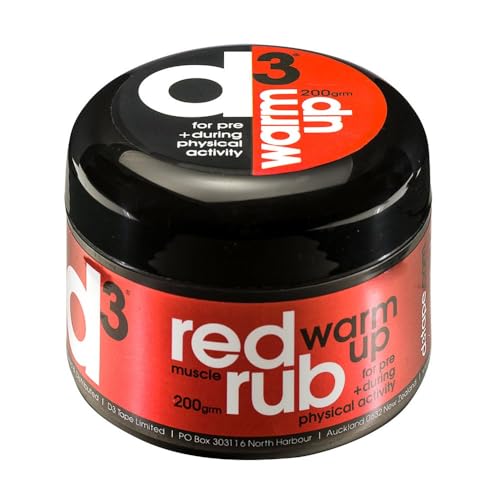 d3 Red Warm Up Muscle Rub (1 x 200g) Heat Hot Winter Green Eukalyptus Peppermint Physio Sport Verletzungen Pre-Workout Massage Creme