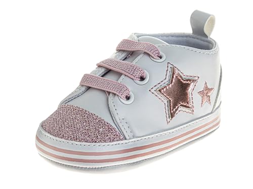 Josmo Infant Girls Fashion Sneakers Newborn Soft Sole Star and Heart First Walking Shoes White Pink 2 Infant